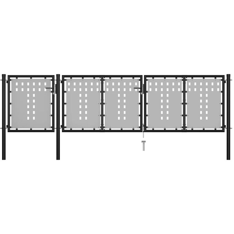 

Puerta de jardín de acero negro 400x75 cm - Negro - Vidaxl