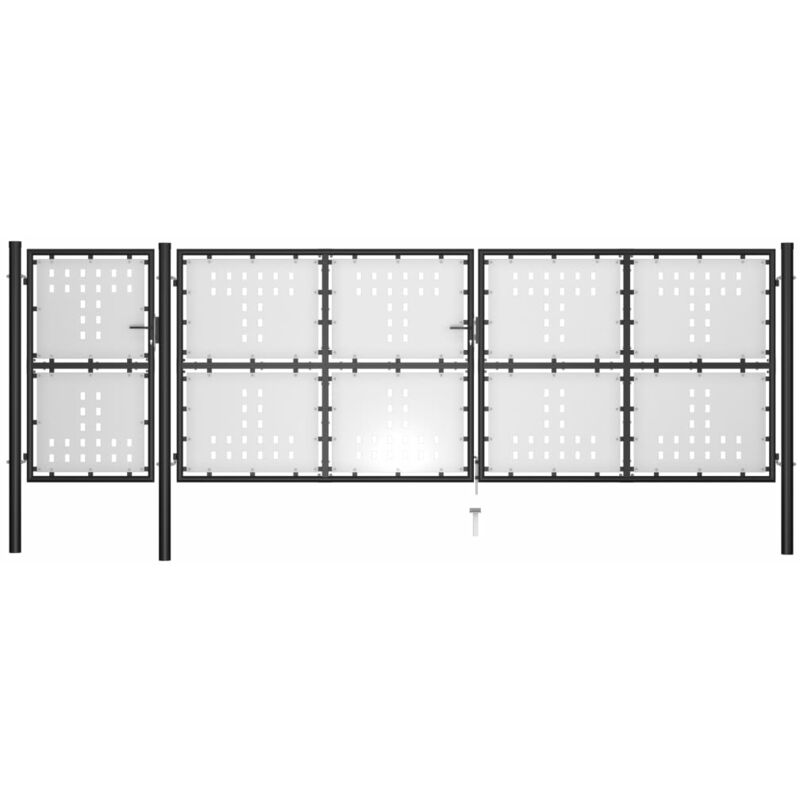 

Puerta de jardín de acero negro 500x150 cm - Negro - Vidaxl