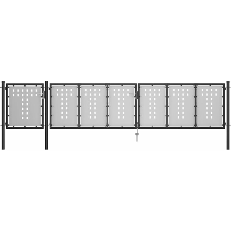 

Puerta de jardín de acero negro 500x75 cm