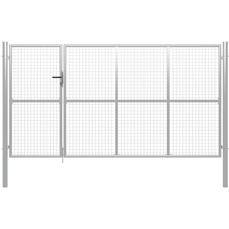 

vidaXL Puerta de jardín de acero plateado 350x150 cm - Plateado