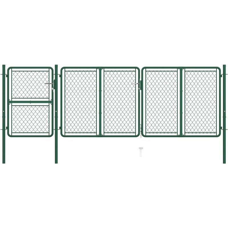 

Puerta de jardín de acero verde 125x395 cm