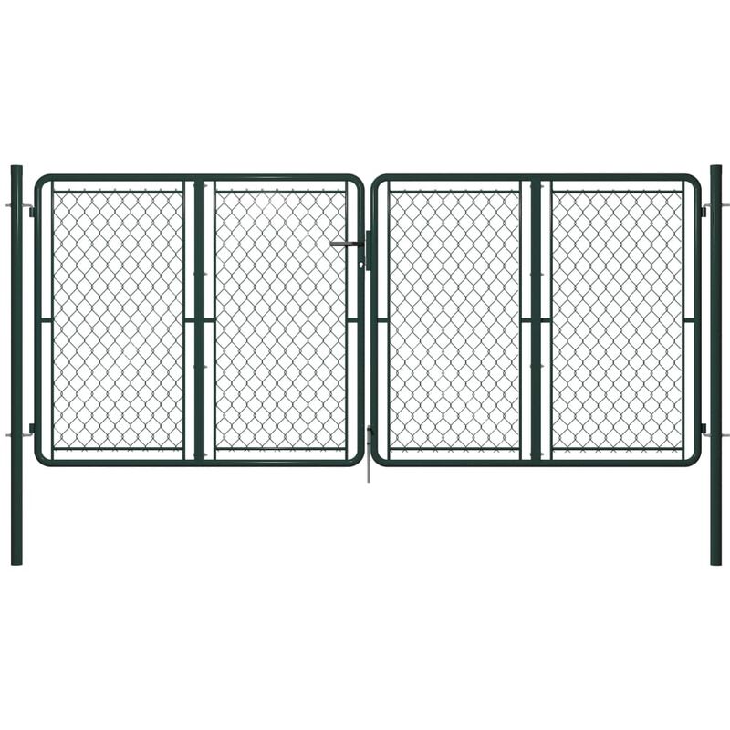 

Puerta de jardín de acero verde 300x125 cm