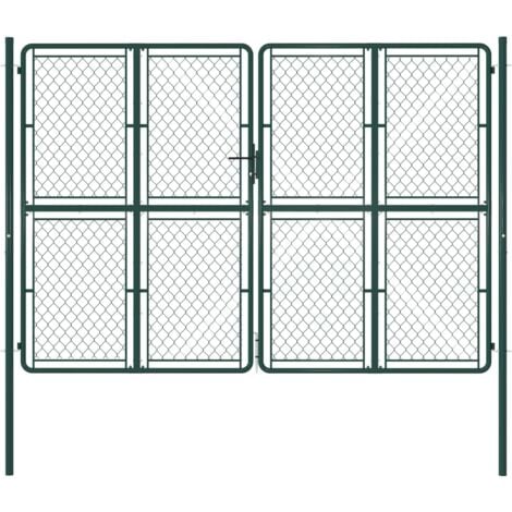 vidaXL Puerta de jardín de acero verde 300x200 cm - Verde