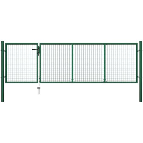 Puerta de jardín de acero verde 350x100 cm