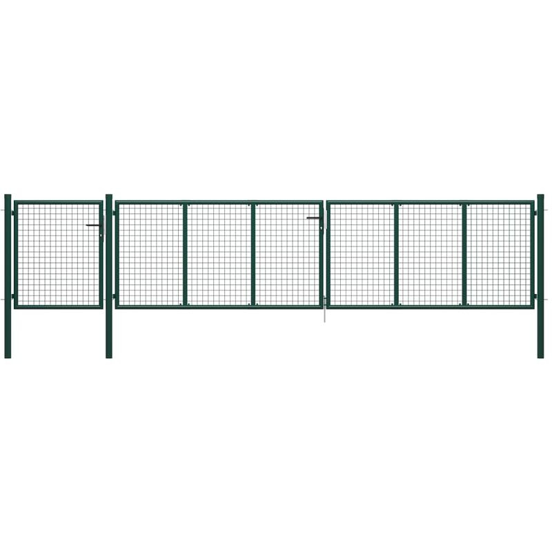

vidaXL Puerta de jardín de acero verde 500x100 cm - Verde