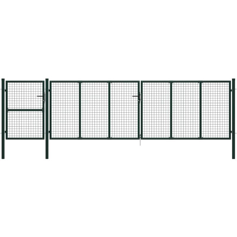 

vidaXL Puerta de jardín de acero verde 500x125 cm - Verde