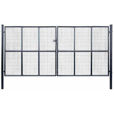 Puerta de jardín de malla acero galvanizado 400x200 cm gris