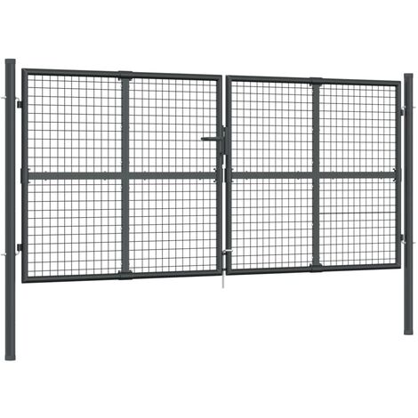 Puerta de jardín de malla antracita 300x125 cm de acero galvanizado vidaXL