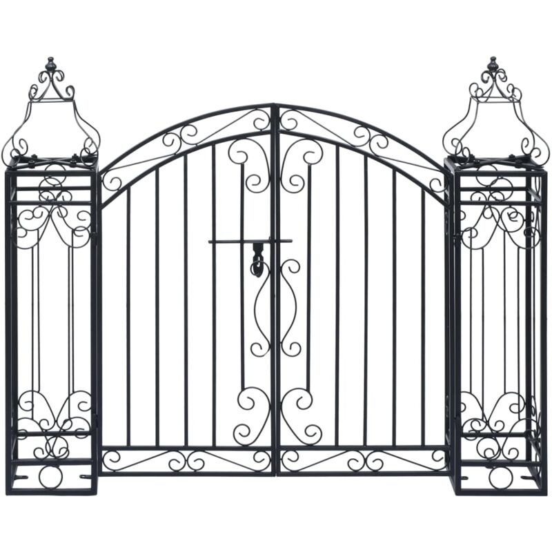 

Puerta de jardín decorativa de hierro forjado 122x20,5x100 cm - Negro - Vidaxl