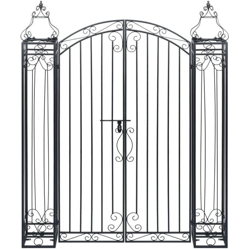 

Puerta de jardín decorativa de hierro forjado 122x20,5x160 cm - Negro - Vidaxl