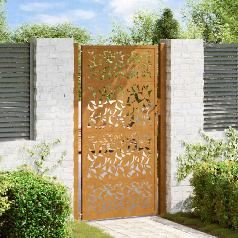 Puerta de jardín diseño de hojas de acero desgastado 105x180 cm