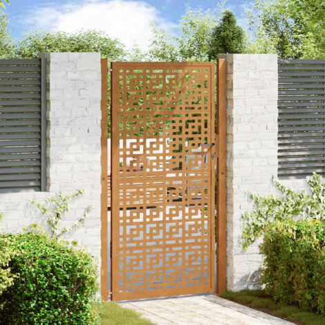 Puerta de jardín diseño en cruz de acero desgastado 105x180 cm