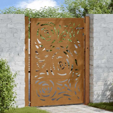 Puerta de jardín diseño llama acero desgastado 105x155 cm