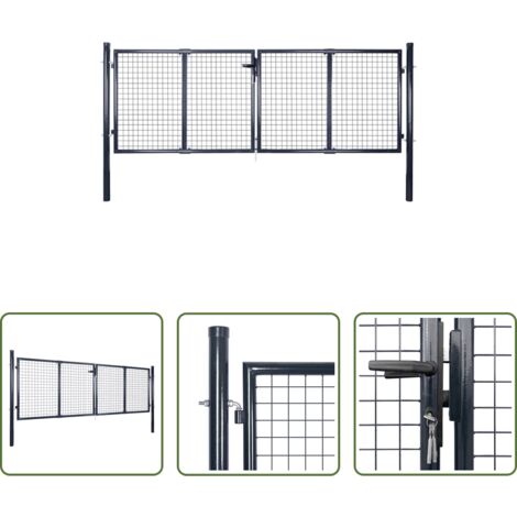 Puerta de jardín galvanizada - Puerta de jardín de malla acero galvanizado 300 x 100 cm gris
