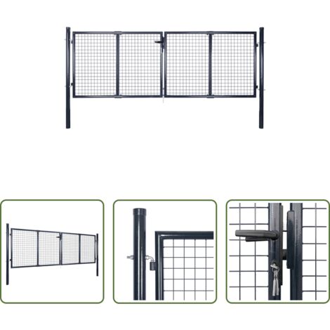 Puerta de jardín galvanizada - Puerta de jardín de malla acero galvanizado 300 x 75 cm gris