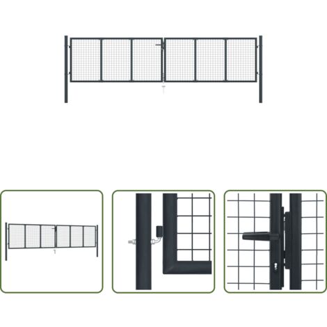 Puerta de jardín galvanizada - Puerta de jardín de malla acero galvanizado 400x100 cm gris