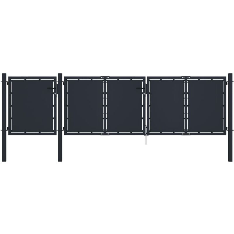 

Puerta de jardín metal gris antracita 4x1,5 m - Antracita - Vidaxl