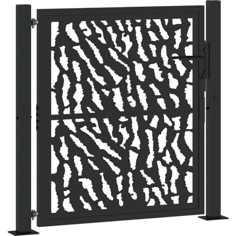 Puerta de jardín negra 105x106 cm de acero con diseño de trazos vidaXL