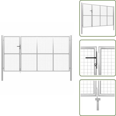 Puerta de jardín plateada - vidaXL Puerta de jardín de acero plateado 350x150 cm - Puerta de seguridad