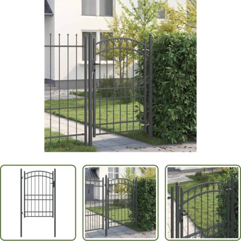 Puerta de jardín -  Puerta de cerca con cerradura Gris 200 x 100 cm