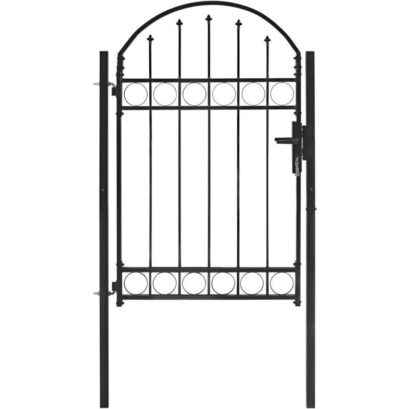 

Puerta de jardín con arco superior 100x150 cm acero negro - Negro