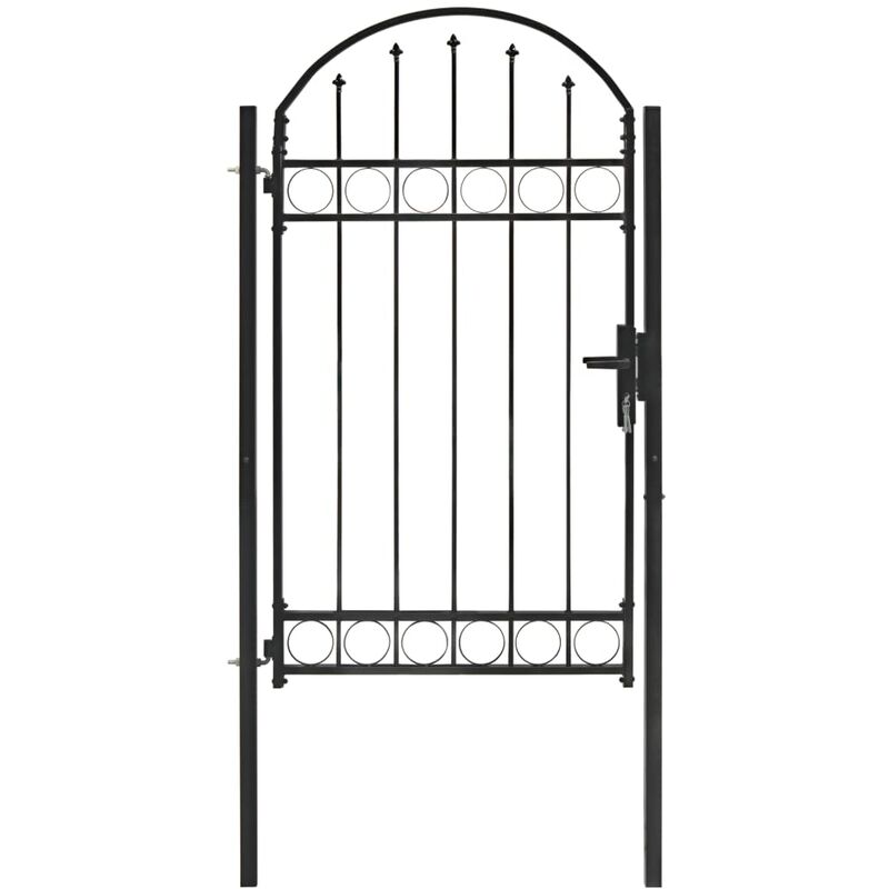 

Puerta de jardín con arco superior 100x175 cm acero negro - Negro