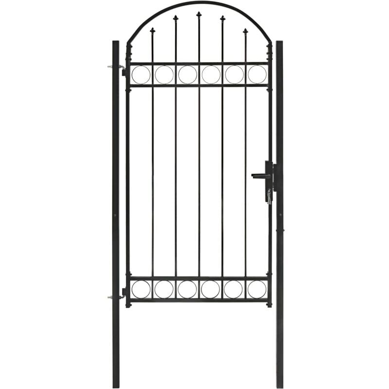 

Puerta de jardín con arco superior 100x250 cm acero negro - Negro