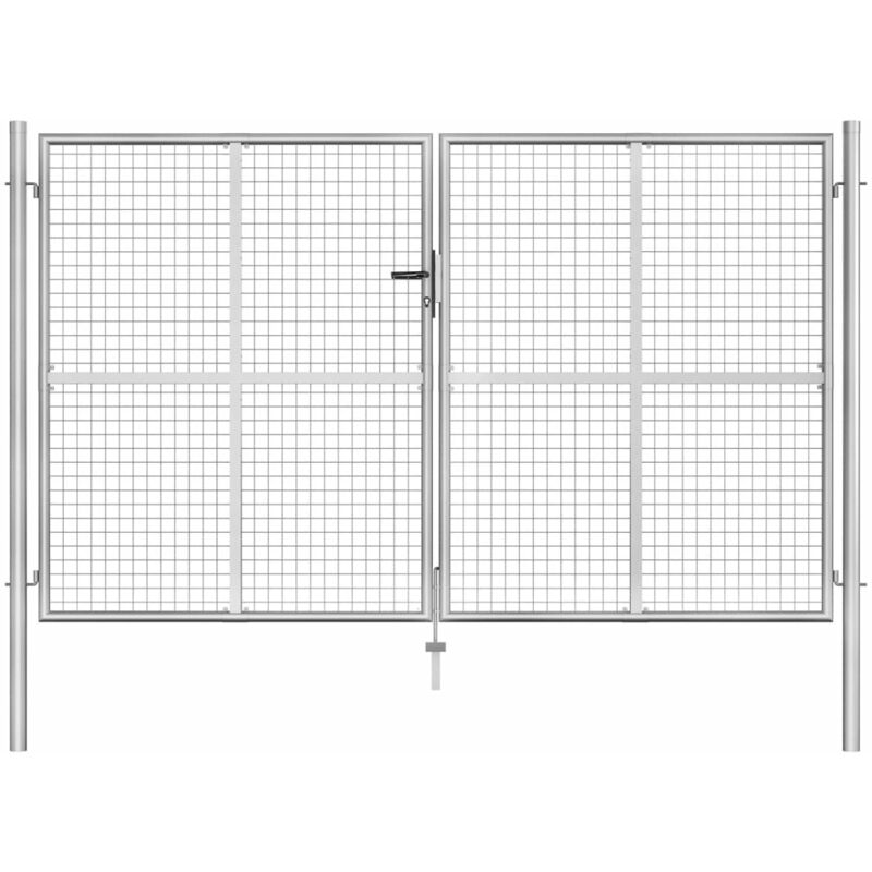 

Youthup - Puerta de jardín de acero galvanizado plateado 306x200 cm - Plateado