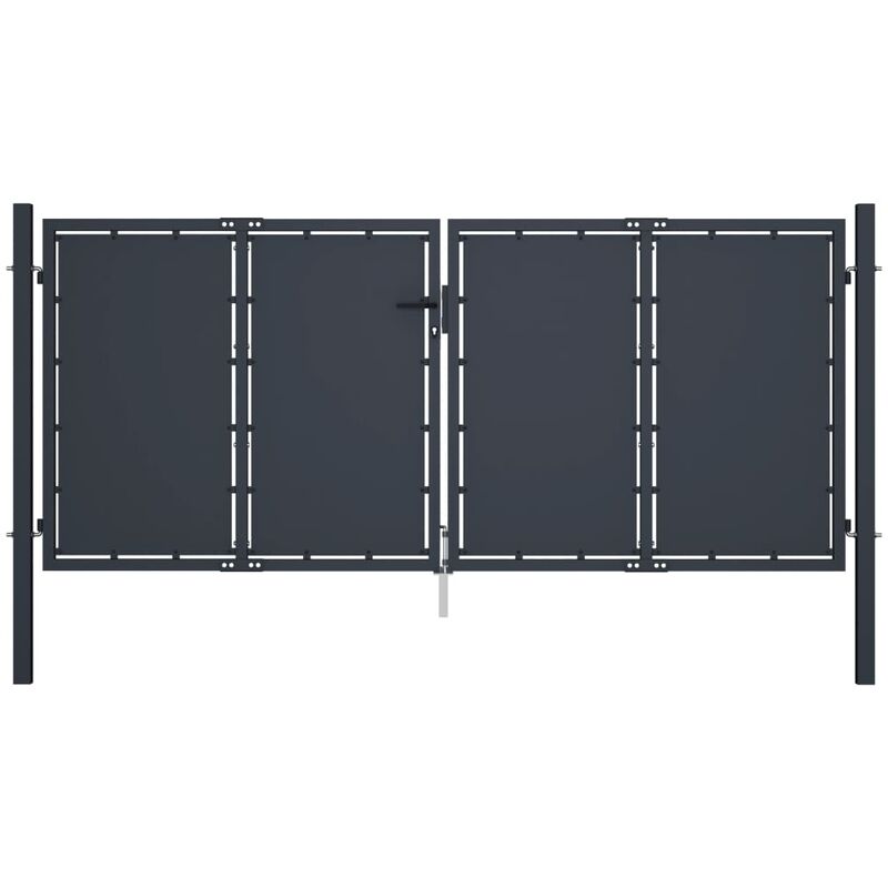 

Puerta de jardín de acero gris antracita 300x125 cm - Gris