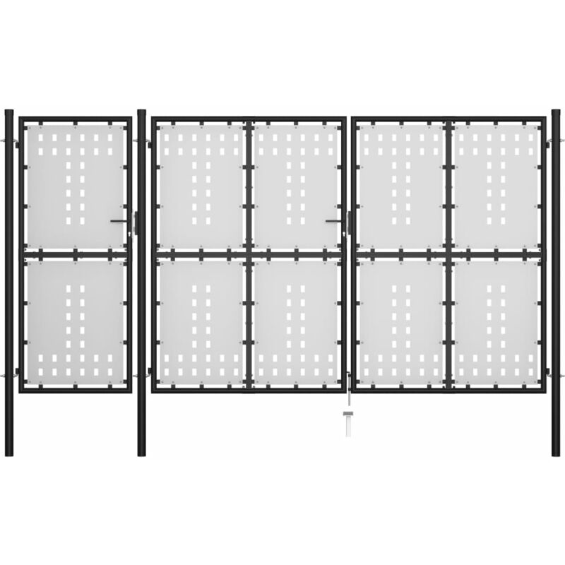 

Puerta de jardin de acero negro 400x150 cm