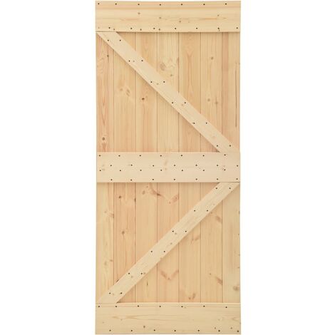 Puerta de madera maciza de pino 100x210 cm   - Marrón