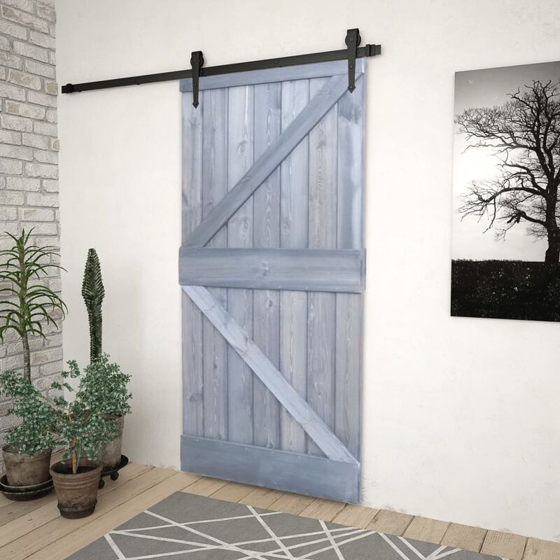 

Puerta de madera maciza de pino gris 100x210 cm