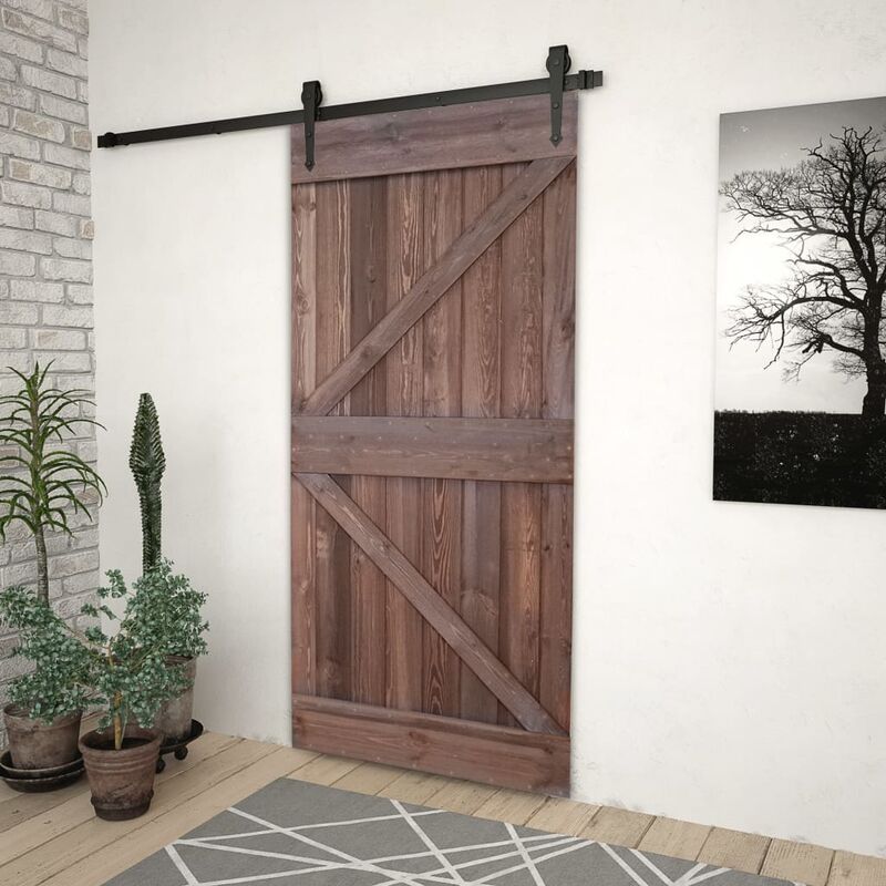 

Puerta de madera maciza de pino marrón oscuro 80x210 cm