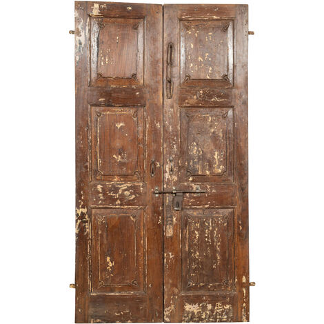 Puerta de madera maciza y hierro para interior o exterior, antigua puerta medieval