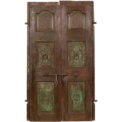 Puerta de madera maciza y hierro para uso interior o exterior antiguo y medieval