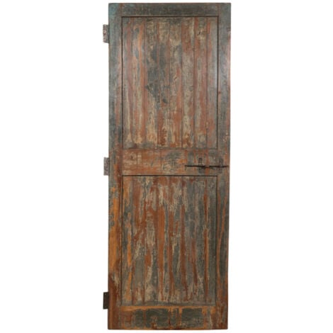 BISCOTTINI Puerta de madera maciza y hierro para uso interior o exterior antiguo y medieval deslizante