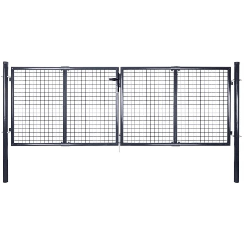 

vidaXL Puerta de Malla de Jardín Acero Galvanizado Gris 289x100 cm - Gris