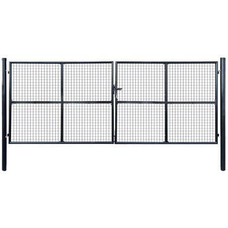 vidaXL Puerta de malla de jardín acero galvanizado 400x150 cm gris - Grigio