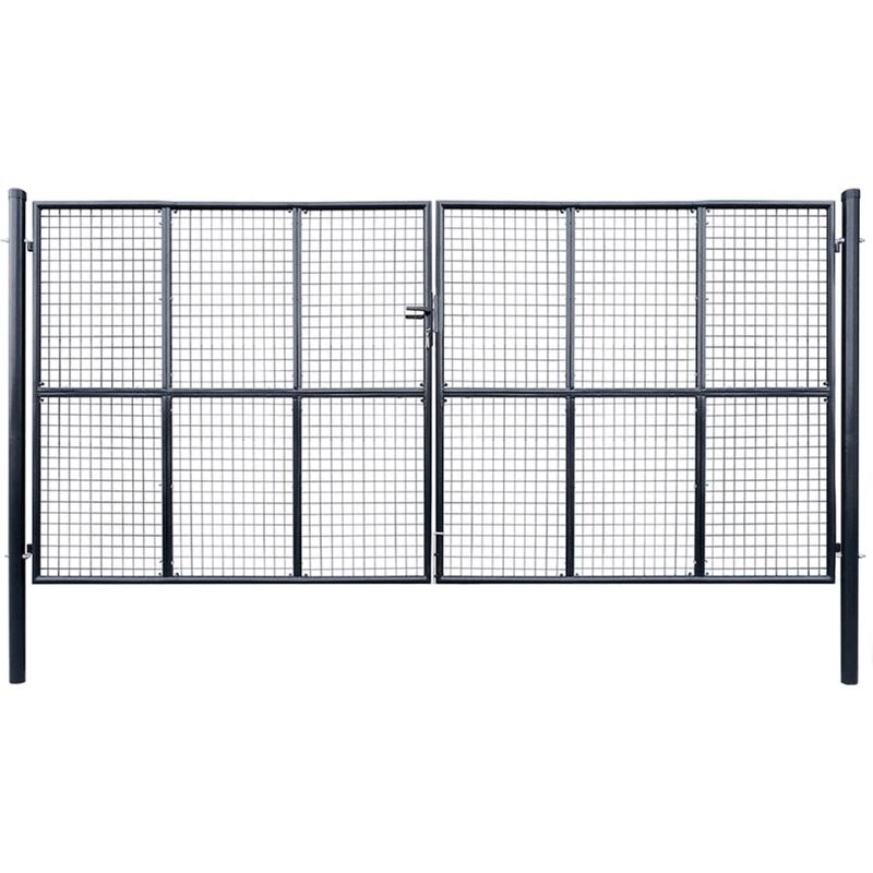 

BHD - Puerta de malla de jardín acero galvanizado 400x175 cm gris