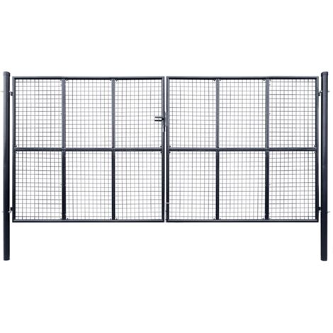 Puerta de malla de jardín acero galvanizado 400x200 cm gris