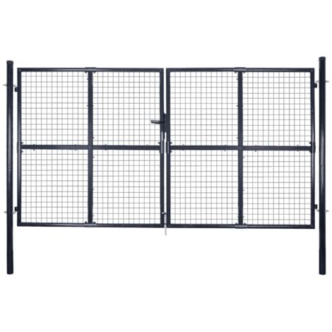 Puerta de malla de jardín acero galvanizado gris 289x200 cm