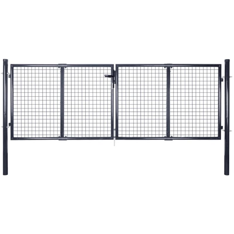 

Puerta de malla de jardín acero galvanizado gris 289x75 cm