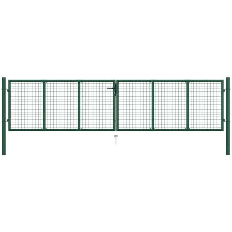 Puerta de malla de jardín acero verde 390x75 cm vidaXL
