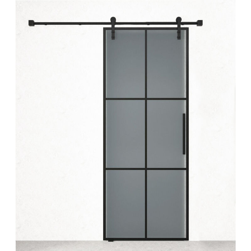 

Puerta de Paso Herraje Puerta Corredera 85CM Ancho Rail Puerta Corredera para 220CM Altura Color Negro Mate