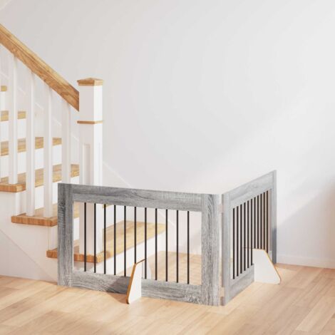Puerta de perro con soportes 2 pcs Gris 100 x 60 cm
