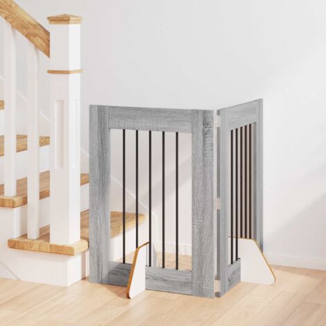 Puerta de perro con soportes 2 pcs Gris  60 x 80 cm