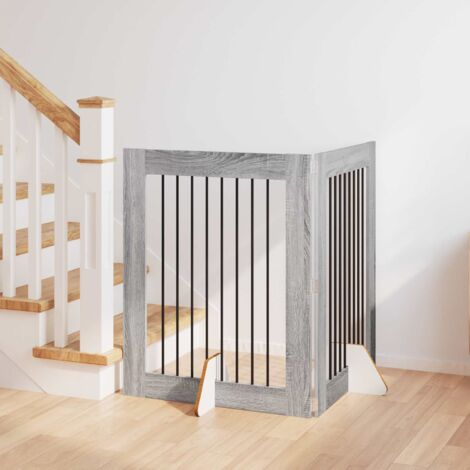 Puerta de perro con soportes 2 pcs Gris  80 x 100 cm