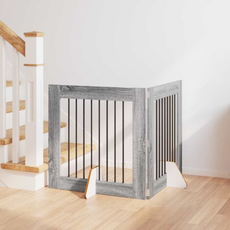 Puerta de perro con soportes 2 pcs Gris 80 x 80 cm