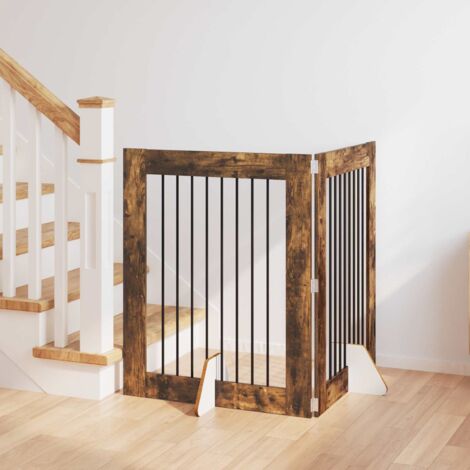 Puerta de perro con soportes 2 pcs Roble Ahumado 80 x 100 cm