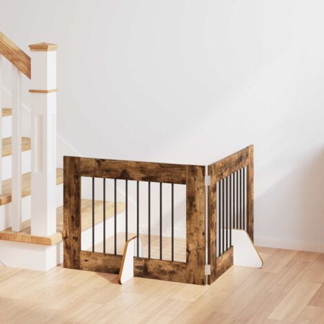 Puerta de perro con soportes 2 pcs Roble Ahumado 80 x 60 cm